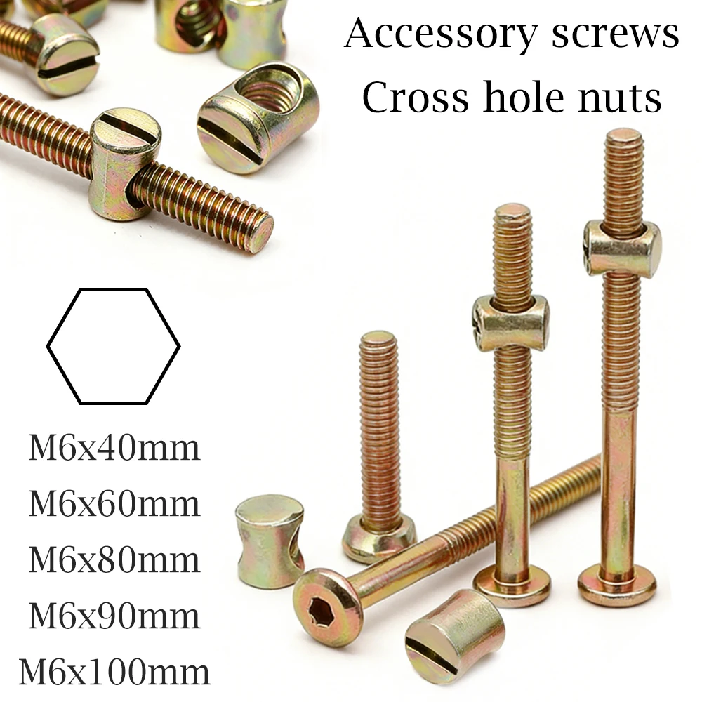 Furniture Hardware Barrel Nut - Vis à tête hexagonale M6, 10/20