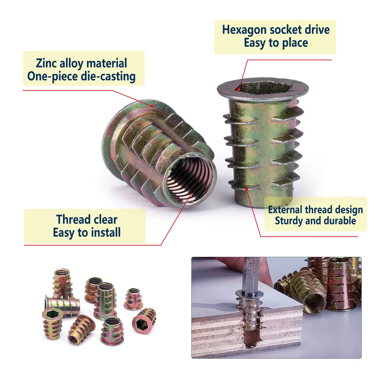 Kit de 70 écrous filetés encas - Furniture Hardware Threaded Inserts avis et prix